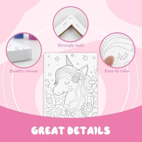 goldentime 3 Framed Canvas Paint by Numbers for Kids Ages 6 8 10 12 –Easy Paint by Numbers Kit for Kids and Adults –Unicorn Painting Kit for Girls, Mermaid Crafts for Girls Ages 6-8-12… - Image 3