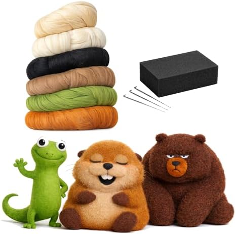 Wooly Nest Beginner Needle Felting Kit for Adults & Kids – DIY Wool Craft Starter Set with All Tools and Wool Included (Storybook Characters, White) - Image 6