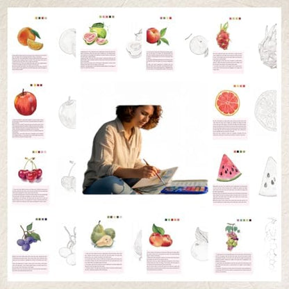 Watercolor Workbook，Water Paint Adult Set，Easy Coloring Book,Beautiful Paintings for Beginner（Fruit - Album (Fruit - Album) - Image 7