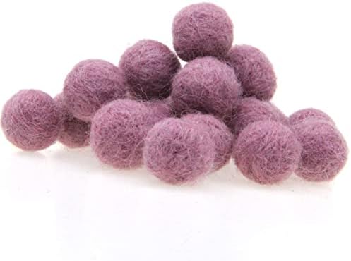 Needle Felt Balls Pure Wool Beads Felted Wool Balls 15mm Handmade DIY Crafts 20pcs (Rose Purple) - Image 2
