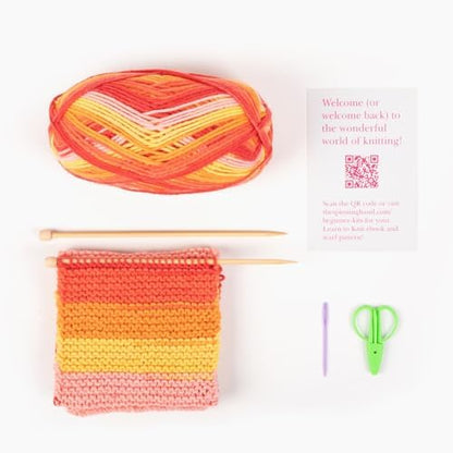 The Spinning Hand Knitting Kit for Beginners Adults – Educator-Designed, Self-Striping Wool Yarn, Bamboo Needles & Video Tutorials (Sunset) - Image 4