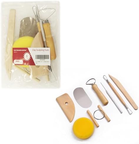 S & E TEACHER'S EDITION 8 Pcs Pottery & Clay Sculpting Tools, Double-Sided, Smooth Wooden Handles. (Pack of 2) - Image 4