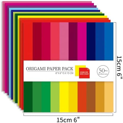 Origami Paper 100 Sheets, 6-Inch Square Double Sided Colored Craft Paper - Image 3