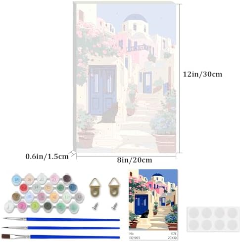 Lxmsja Greek Village Paint by Numbers Kit for Adults, Black Cat Acrylic Paint by Numbers for Adults Beginner, DIY Craft Supplies Oil Painting Kits for Home Wall Decor 8x12 inch (Framed) - Image 4