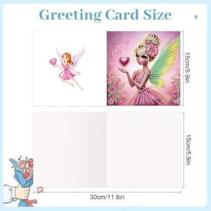 MVVMTOP 6pcs Diamond Painting Greeting Card with envelopes, DIY Fairy Diamond Art Greeting Card for Blessing and Wish Special Shaped Arts Crafts for Christmas Birthday Thanksgiving Day Holiday - Image 2