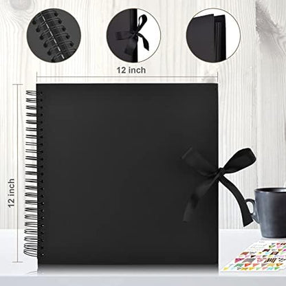 GOTIDEAL 12 x 12 Inch Scrapbook Album with 10 Metallic Markers, Black - Image 3