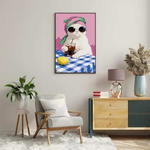 Framed Paint by Numbers Kit for Adults Beginner & Kids Ages 8-12, Funny Cat Paint by Numbers with frame, without Easel, DIY Acrylic Number Painting for Adults Animal for Home Decor Gift 8 x 12 Inch - Image 4
