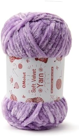 100g Fluffy Velvet Chenille Yarn for Crocheting and Knitting, 80m (87.5yd) Baby Yarn for Crocheting Soft, Crochet Chunky Yarns Amigurumi Yarns (Light Purple) by OMoiut