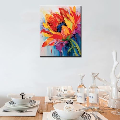 Tulip Flower Paint by Number for Adult,Abstract Graffiti Painting by Number Kits On Canvas, DIY Oil Painting Acrylic Paints,leafage Paint by Numbers for Adults and Kids Beginner（without frame） - Image 3