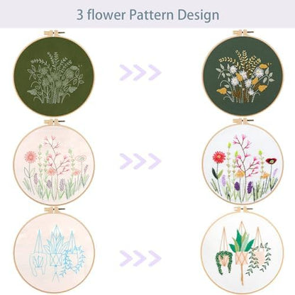 Offizon 3 Sets Embroidery Kit for Beginners Adult DIY Cross Stitches - Image 2