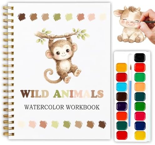 12 Wild Animal Patterns Watercolor Set, Lion Elephant Giraffe Painting Book for Beginners, Fun Family Art Activity Kit, DIY Gift for Teenagers and Adults, Safari Jungle Lover Gifts by Unknown