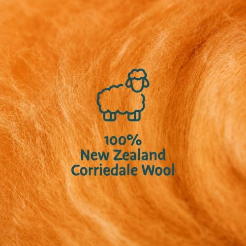 Woolbuddy Corriedale Wool Roving for Needle Felting (Red Orange) 20g Each - Image 2