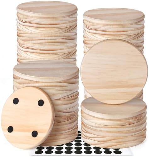 60 PCS Unfinished Wood Coasters, Solid Wooden Blanks for Laser Engraving by GOHDODD