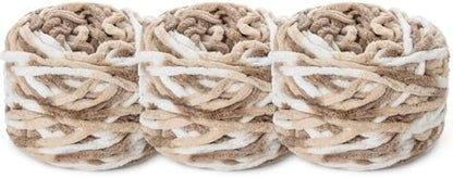 3 Pack Plush Chenille Chunky Yarn 100g (49.2yd) - Fluffy Velvet Yarn Crochet for Blanket Knitting and Crocheting - Baby Yarns for Crocheting Soft - Amigurumi Yarns (3 White Coffee) by OMoiut