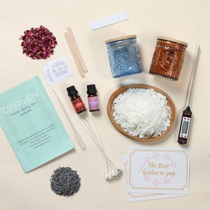 DARJEN Candle Making Kit for Beginners, 2 Jars Soy Wax Scented DIY Set - Image 6