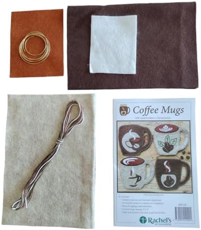 Coffee Mugs Ornament Kit, Quilting Kit for Adults, Cute Coffee-Lover Gift, DIY Ornament Kits, Small Ornament Kit, Giftcard Holder, Wool Felt Kit for Beginners, Includes Materials and Instructions - Image 3