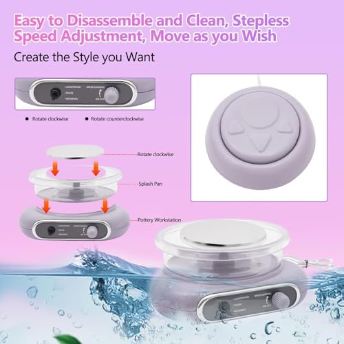Pottery Wheel Kit for Adults and Kit,with Foot Pedal, Low Noise Pottery Wheel for Kids with 28 Pottery Shaping Tools, 8.66x8.27x3.94 Inches Pottery Clay, Adjustable Speed 0-200 RPM,for Home DIY - Image 4