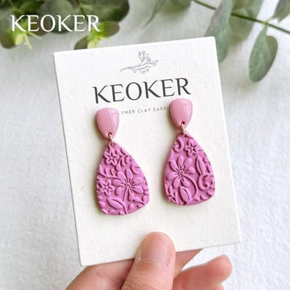 KEOKER Polymer Clay Texture Roller, Polymer Clay Roller for Making Earrings, Like Polymer Clay Texture Sheets, Great Work with Polymer Clay Cutters (Boho C), Floral C - Image 3