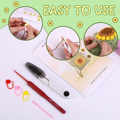 Fedmut Crochet Kit for Beginners, Sunflower Phonebag Crochet Kit for Adults - Image 4