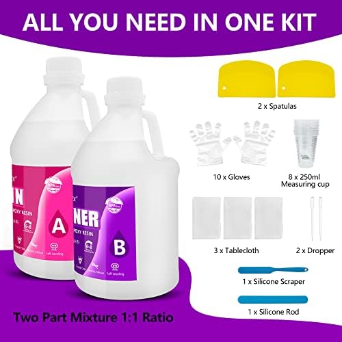 1 Gallon Epoxy Resin Kit, Crystal Clear, Self-Leveling, 1:1 Mix - Image 2