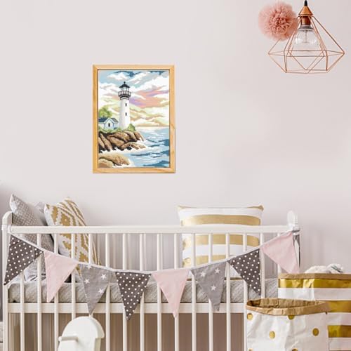 FREEBLOSS Lighthouse Cross Stitch Kit Cross Stitch Starter Kit for Adults with Instructions 13 * 17'' Cotton Cloth Cross Stitch Wall Art Cross Stitch for Beginnrs Cross Stitch Wall Hanging No Frame - Image 7