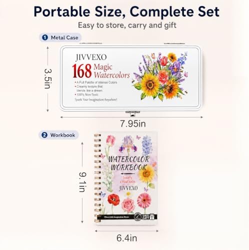 168 Colors Watercolor Paint Set with Watercolor Workbook for Adults - Image 5