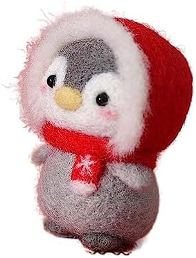 Funny Festive Christmas New Year Wool Needle Felting Starter Kit, Animal Needle Felting Kit, Non-Finished Felt Penguin Craft Kit, Lovely Penguin Needle Felting Kit for Beginners, 2 Set - Image 4