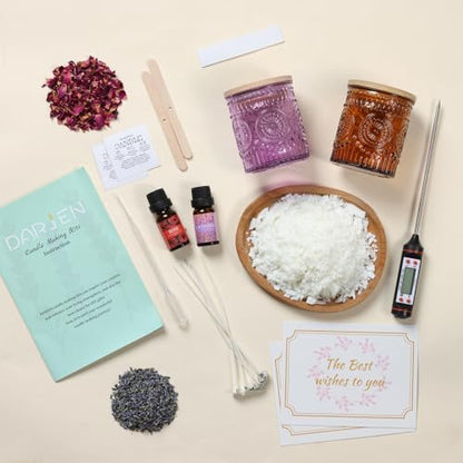 DARJEN Candle Making Kit for Beginners, 2 Jars Soy Wax Scented DIY Set - Image 3