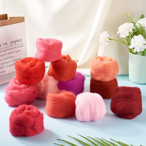 60G Needle Felting Wool Red Wool Roving for Needle Felting Multicolor Soft Spinning Wool Bulk for Felting DIY Crafts Hand Spinning Supplies - Image 6