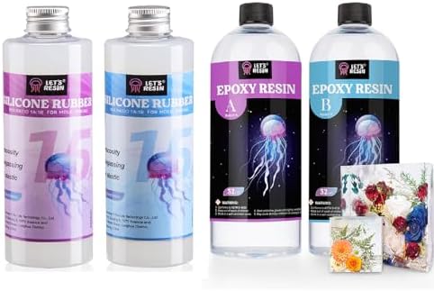 LET'S RESIN Silicone Mold Making Kit 21oz Bundle with 0.5Gallon Crystal Clear Epoxy Resin by LETSRESIN