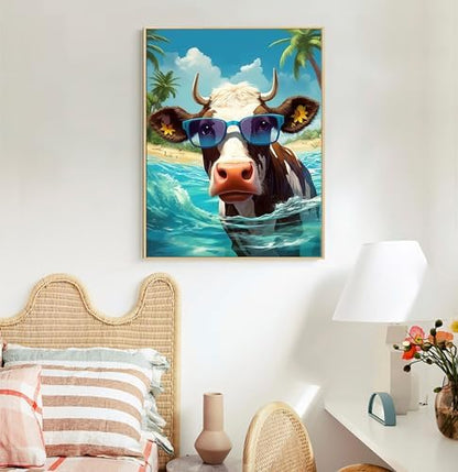 Paint by Numbers Kit for Adults, Beach Cow DIY Acrylic Canvas Painting Set - Image 3