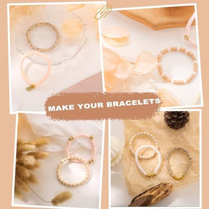 ADIIL 7200pcs Clay Beads Bracelet Making Kit, 6mm Polymer Heishi Beads for Jewelry Making, Friendship Bracelet Kit Birthday Gift for Adults Light Neutral - Image 7