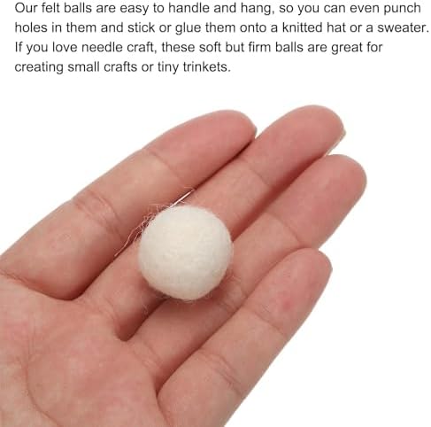 PATIKIL Wool Felt Balls Beads Wool Felting Pom 2cm 20mm White for Home Decor DIY Crafts Handcrafts Project Pack of 20 - Image 4