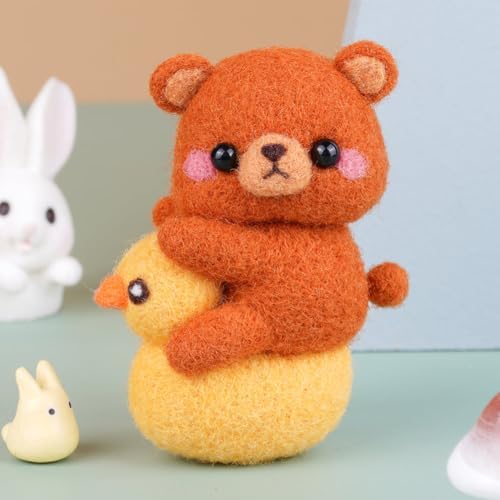 Wizardi Beginner Needle Felting Kit for Adults - Bear. Animal Felting Kit 10.5x5x3cm. Felting Tools. Wool Felting Supplies. Felt Crafts. Wool Felt. F07N8-W281 by Wizardi