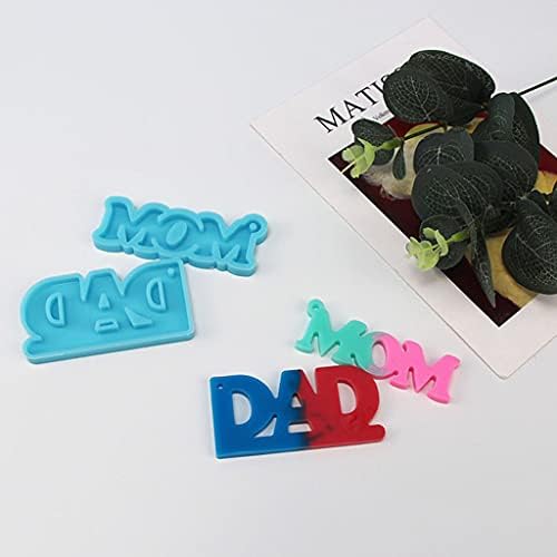 2 Pcs DAD and MOM Keychain Epoxy Resin Mold Earrings Pendant Silicone Mould Silicone - Image 2