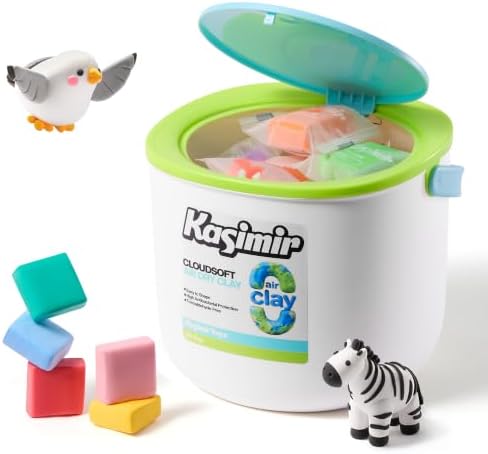 Kasimir Air Dry Clay Kit for Kids - 30 Count Portable Bucket Air Clay by KasimirDirect