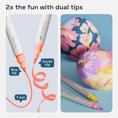ARTISTRO 24 Pastel Dual-Tip Acrylic Paint Marker Pens for Drawing - Image 2