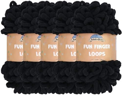 JubileeYarn Fun Finger Loops Yarn - Black - 5 Skeins by BambooMN