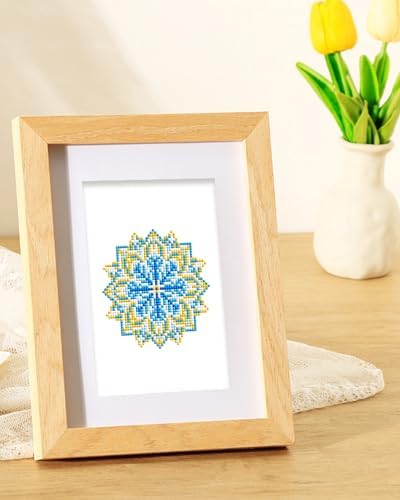 PeakLuv Mandala Small Diamond Painting Kits, 12 Pcs Mini Diamond Art Kits for Adults Beginners, 5D DIY Square Drill Diamond Dots, Quickly Finishable Flowers Gem Art for Home Wall Desktop Decor, 6X7in - Image 2