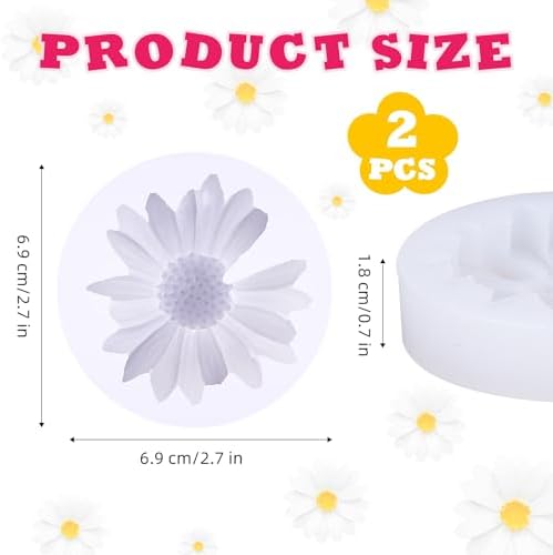 2 PCS Daisy Flower Silicone Molds, Chrysanthemum Resin Candle Molds, 3D Flower Fondant Mold for DIY Cake Chocolate Soap Wax Clay Craft Decoration (Daisy) - Image 2