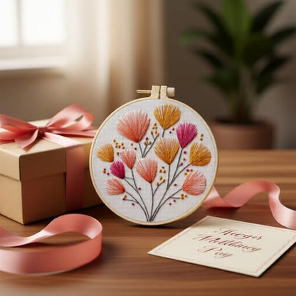JJFox Embroidery Kit for Beginners and Adults, DIY Hand Embroidery Starter Kit with Cute Pattern, Cross Stitch Needlepoint Set with Hoop, Threads and Instructions (Flower-2) - Image 5