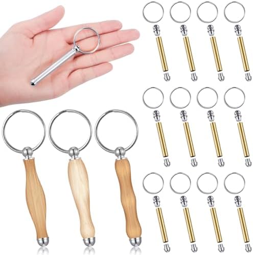 XunYee 12 Pcs WoodTurning Keychain Kit Woodturning Project Kit Wood Turning accessories Mandrel Woodturning keychain for Carpentry woodworker gift (Sliver) by XunYee