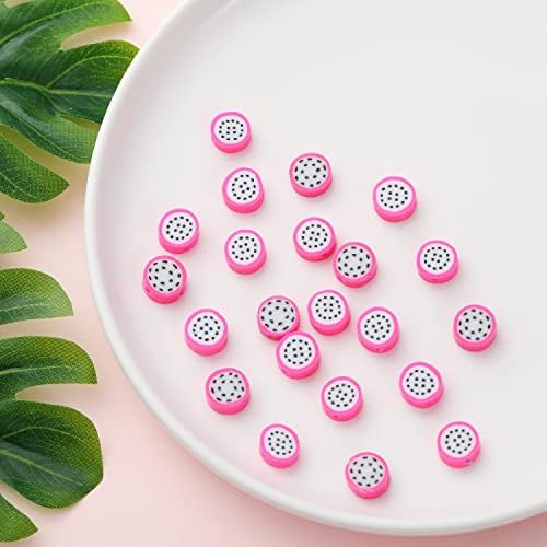 100pcs Dragon Fruit Polymer Clay Spacer Beads for Women Jewelry Making DIY Bracelet Necklace Hair Clip(Dragon Fruit) - Image 3
