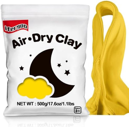 ifergoo 500g Yellow Air Dry Clay, 1.1LBS Foam Magic Modeling Clay for Kids by iFergoo