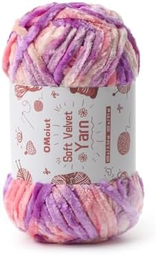 100g Fluffy Velvet Chenille Yarn for Crocheting and Knitting, 80m (87.5yd) Baby Yarn for Crocheting Soft, Crochet Chunky Yarns Amigurumi Yarns (Pinkish Purple) by OMoiut