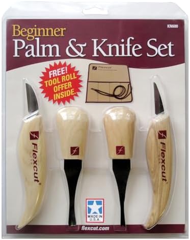Flexcut Wood Carving Tools| Beginner Palm & Knife Set | 1095 High Carbon Steel Blades| Ergonomic Ashwood Handles | KN600 | Made in the U.S.A. - Image 2