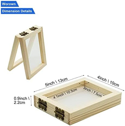 Worown A7 Paper Making Screens, Small Wooden Papermaking Mould & Deckle, (4 x 5 Inch) Paper Making Frames for DIY Craft and Dried Flower Handcrafts - Image 2