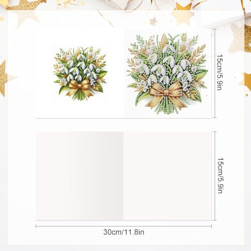 6pcs Diamond Art Painting Greeting Card Kit, DIY flowers Diamond Art Greeting Cards for Blessings and Wishes Special Shaped Diamond Greeting Card Arts Crafts for Christmas Birthday Thanksgiving Day - Image 2