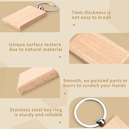 20 Pieces Blank Wooden Key Chain - Image 3