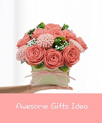 BAZIMA DIY Felt Flower Art Craft Kit,DIY Pink Rose and Carnation Bouquet Kit, Floral Gifts,Beginner Craft Kit,Arrange Pre-Cut Felt Flowers and Foliage - Image 2